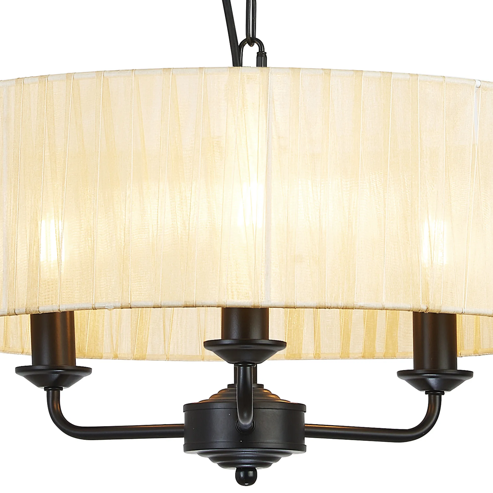 Banyan 45cm 3 Light Pendant Matt Black, Cream DK1025  Deco Banyan MB CR